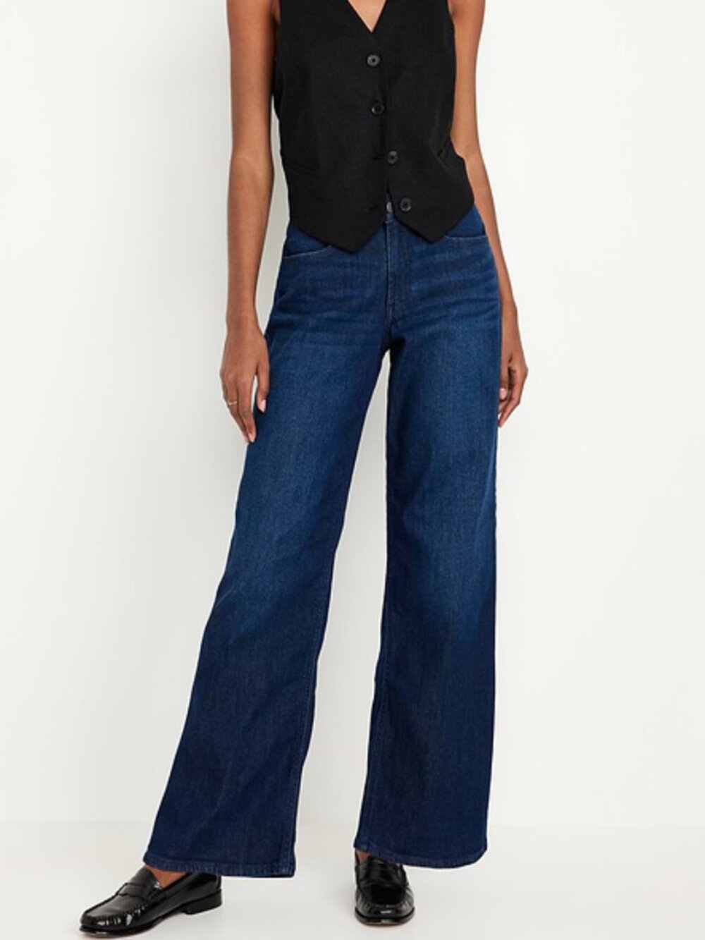 Old Navy High Rise Wow Wide Leg Jeans Size 2 Dark Wash River Shade - Picture 2 of 11